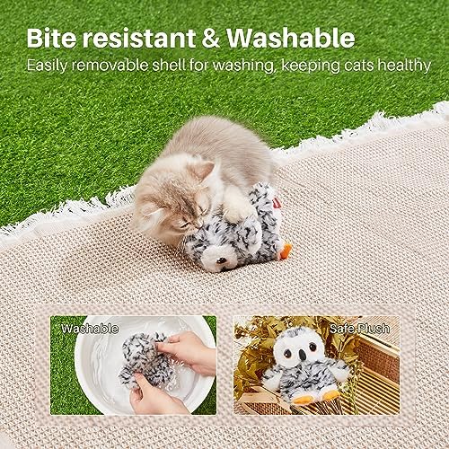 Potaroma Flapping Owl Cat Toys (No Flying), Lifelike Bird Chirp, Rechargeable Touch Activated Kitten Toy, Interactive Catnip Kicker Exercise Toys 4.0" for All Breeds | Rechargeable Touch Activated Kitten Toy, Interactive Catnip Kicker Exercise Toys 4.0...