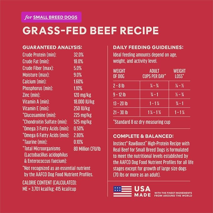 Instinct RawBoost Small Breed, Dry Dog Food + Freeze Dried, Beef, 10 lb. | High-protein kibble with FreshDried raw bites, nutrition for healthy weight, calcium for strong bones & teeth, grain-free