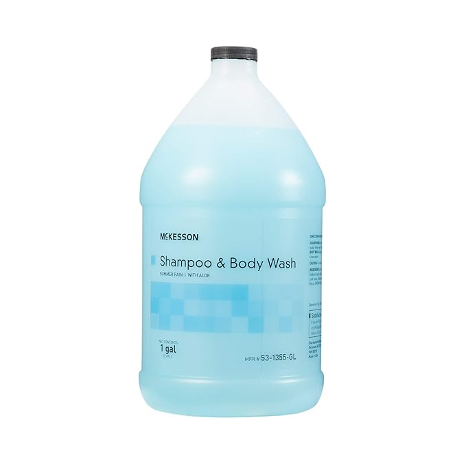 McKesson Body Wash and Shampoo - 1  Gallon Bulk Refill Full Body Wash with Aloe, Summer Rain Scent - Sensitive Skin & Hair 2‑in‑1