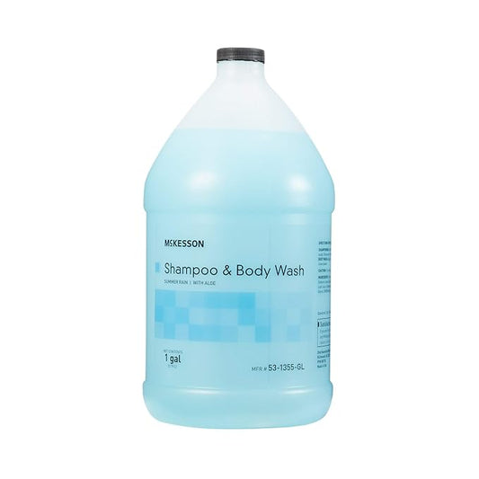 McKesson Body Wash and Shampoo - 1  Gallon Bulk Refill Full Body Wash with Aloe, Summer Rain Scent - Sensitive Skin & Hair 2‑in‑1