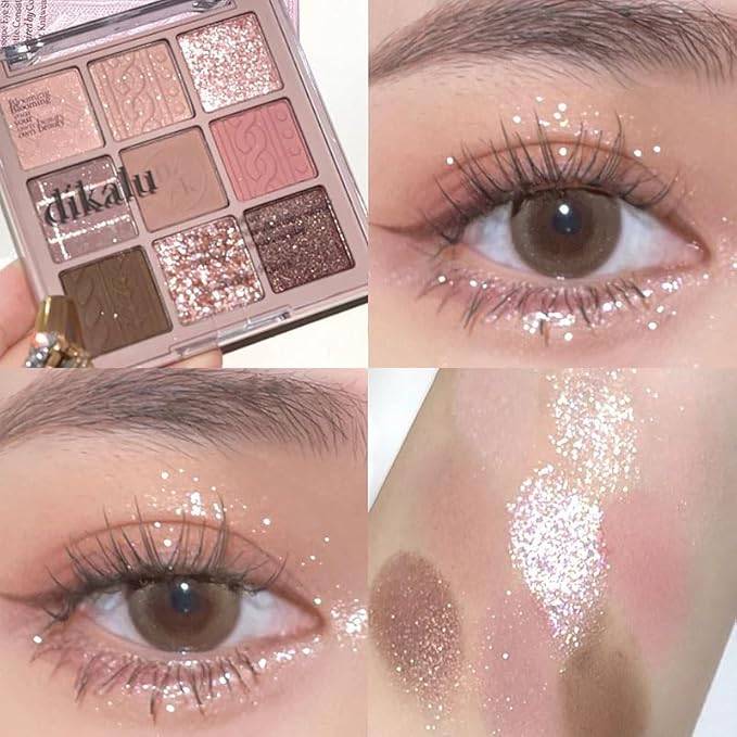 Kayswang 9 Colors Glitter Eyeshadow Makeup Palette, Eye Shadow Powder，Matte High Pigmented Colorful,Creamy Texture, Long LastingEyeshadow Powder Cosmetics,Natural Waterproof (16#)