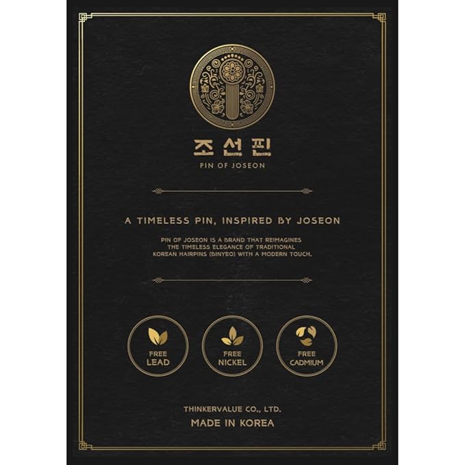 ThinkerValue Pin of Joseon - Korean Traditional Style Hairpin Accessory, Hair Clips, Alloy Base with Gold Plating, Ideal for Gifts or Souvenirs (Half Moon Clip)