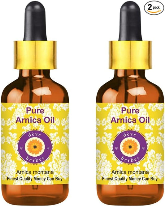 Deve Herbes Arnica Oil (Arnica Montana) with Two Glass Droppers | Infused | Pure | Non-Sticky | Lightweight | for Facial Care | Men & Women | 30ml X 2 (2 oz)