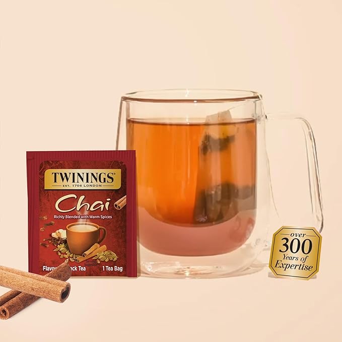 Twinings Assorted Chai Spiced Black Tea Bag Sampler, (40 Count) 5 Flavour, 8 of Each, Boxed Variety Gift Set