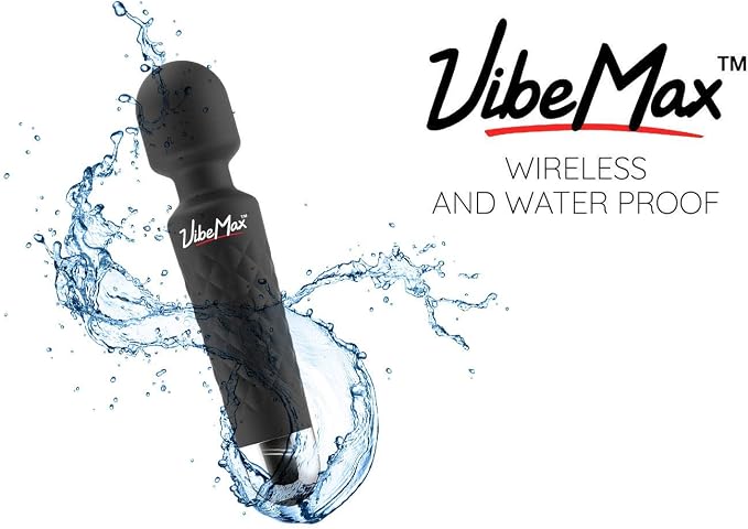 VibeMax Rechargeable Personal Massager - Powerful Multi Speed Vibration - Whisper Quiet - Waterproof - for Muscle Tension Relief in Neck, Back, Shoulders, Legs and Feet - Black