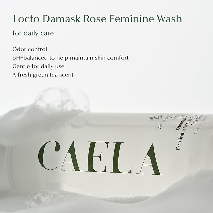 CAELA Feminine Wash Foam Fairgreen, pH-Balanced Intimate Cleanser for Women, Triple Lactobacillus Ferment Complex, Vegan K-Beauty with Green Tea & Mugwort, Sulfate-Free, 5.07 Fl Oz