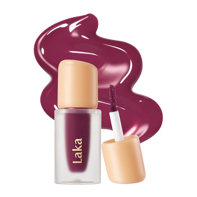 Laka Fruity Glam Lip Tint Mini, 1.9g/0.07oz, Glowing Lip Stain with Wide Color Spectrum, Hydrating & Lightweight Texture, Long-Lasting Bold Stain, Non-Sticky, Vegan, K-Beauty (#130 Fog Berry)