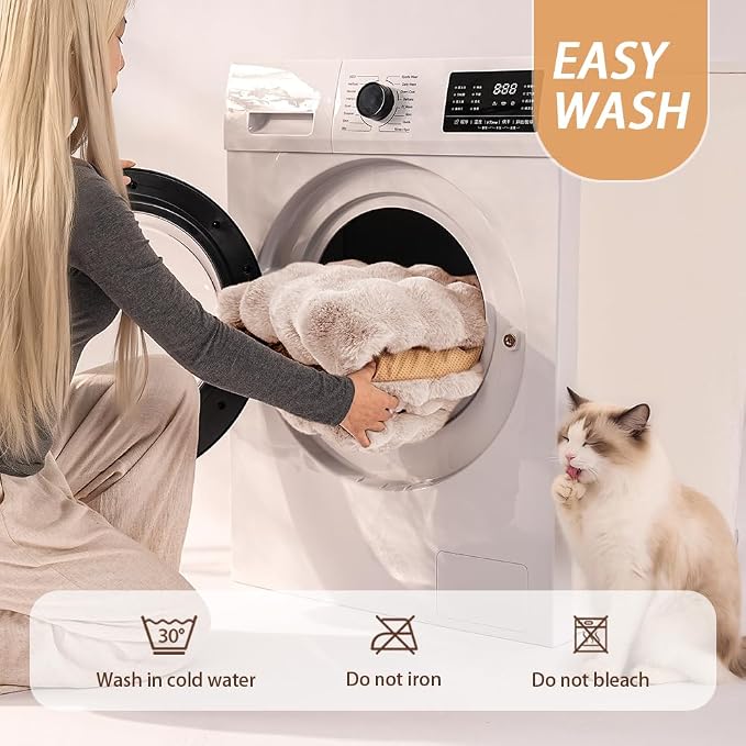 SOMAHE Soft Plush Cat Bed Mat, Machine Washable, Small 23x15 Milky White | Machine Washable + Non-Slip Paw Bottom: soft cat mat stays fluffy and steadier on floors, couches, and cat trees.