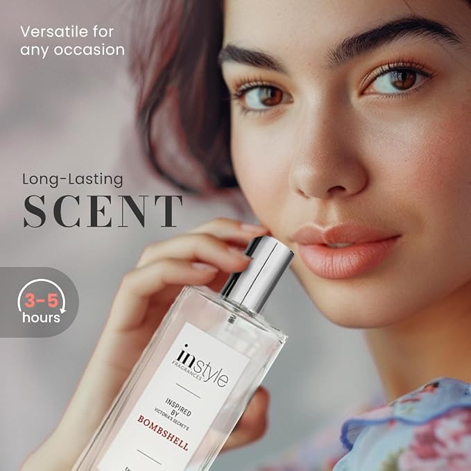 Instyle Fragrances, Inspired by Victoria's Secret's Bombshell, Women’s Eau de Toilette, CLEAN, Vegan, Paraben-Free, Never Tested on Animals, 3.4 Fluid Ounces