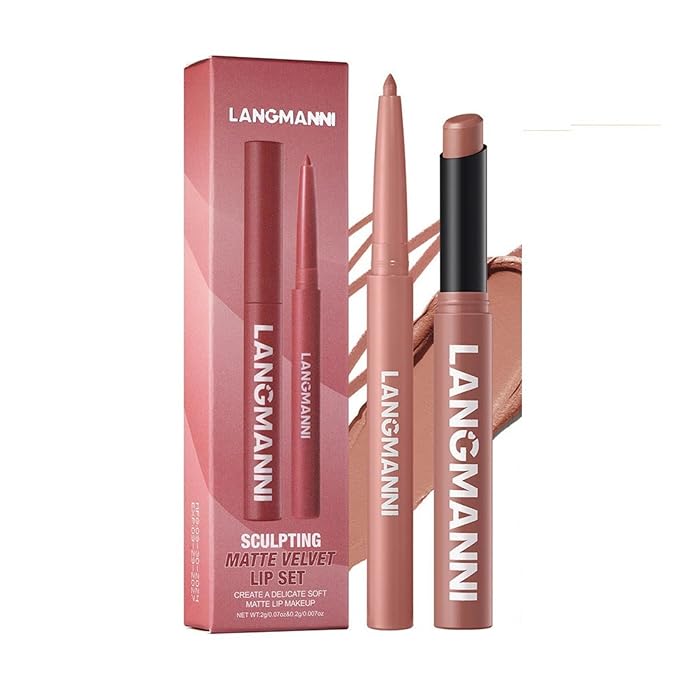 Lip Liner + Lipstick Set (12 Shades) -Matte Lipstick for Women, Silk Finish Hydration Lip Kit, Waterproof Smooth Creamy Texture, Bold to Nude Shades for Everyday & Party Wear, Makeup Gift (02)
