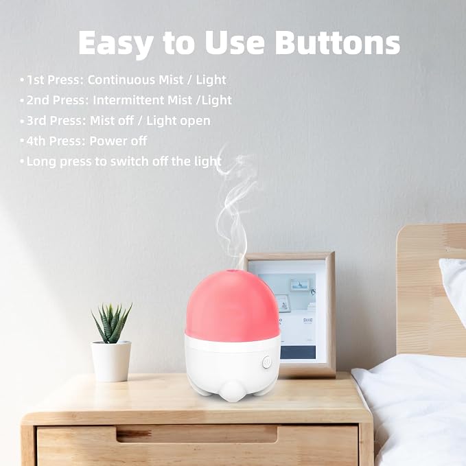 SEEDSEEL 150ML Battery Powered Essential Oil Diffuser, Built-in Rechargeable Battery, 7 Hours Run Time,Portable Cordless Aromatherapy Air Diffuser with 7 LED Color Changing Lights (White)
