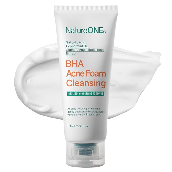 NATUREONE BHA Acne Foam Cleansing, Acne Face Wash, Salicylic Acid for Acne Prone Skin, Exfoliator, Sebum, Blackhead Remover and Dead Cells, Foaming Pore Cleanser, Korean Skincare, 100ml, 3.38 fl.oz.