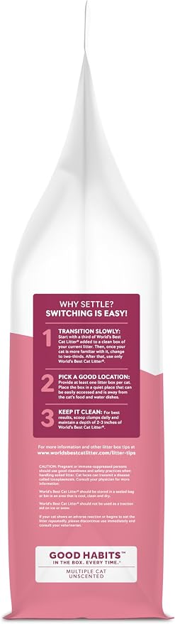 World's Best Cat Litter, Good Habits Cat Attract Litter, Unscented, 15 lb | Attracts cats and kittens with plant-based attractant; natural corn litter, quick clumping, flushable, 99% dust free formula