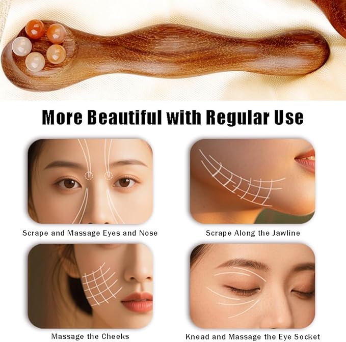 Ouliget Eye Cream Massage Sticks,Sandalwood Eye Face Roller Massager,Eye Fatigue Relief Massage Stick for Reducing Puffiness Eye Bags Muscle Ache, 4 Inches