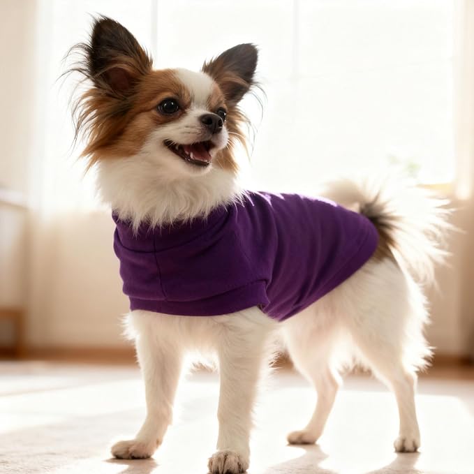 Cat Sweater Warm Fleece Pet Clothes for Cats Only | Soft Cat Vest Puppy Hoodie Coat, Fall Cold Winter Sweatshirt Pullover Clothing also for Small Dogs, Purple L