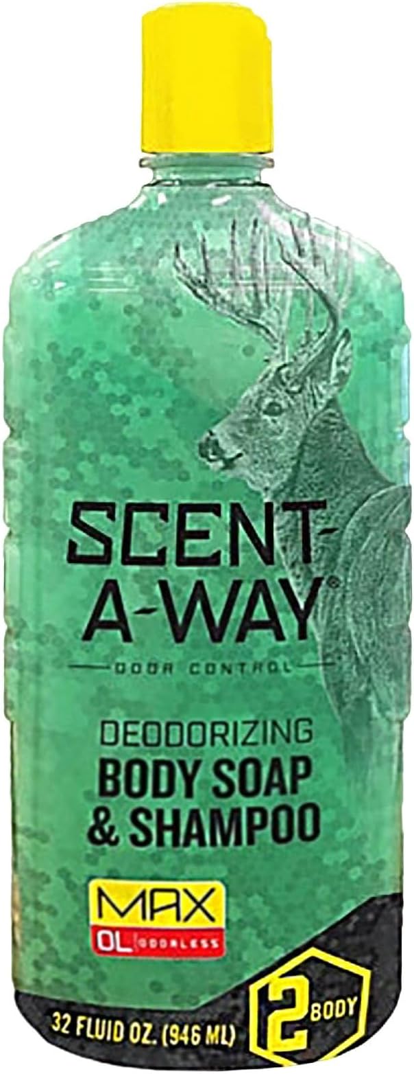 Hunters Specialties Scent-A-Way MAX Liquid Body Soap & Shampoo - Hunting Odorless Green Soap Scent Eliminator for Hunters, Trappers, Anglers, and Campers