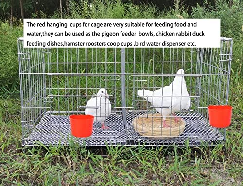 10 Pack Bird Cage Feeding Cups Chicken Seed Bowl Hanging Parrot Food Dishes,Feeder and Waterer Coop Cup Water Bottles for Pigeon Quail Parakeets Rabbit Poultry