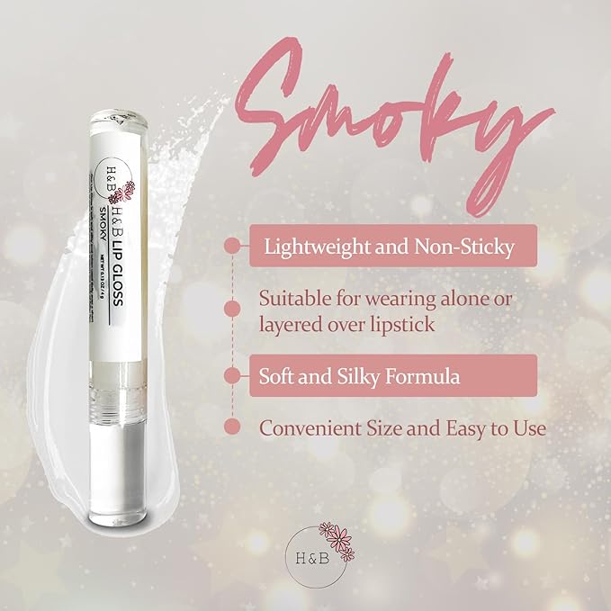 Nicole + Brizee H&B Hydrating Lip Gloss - Moisturizing, Long-Lasting Shimmer & Shine for Soft & Smooth Lips – Compact, Travel-Size, Lightweight Lip Gloss for Women - Smoky (3 Pack, 4g)