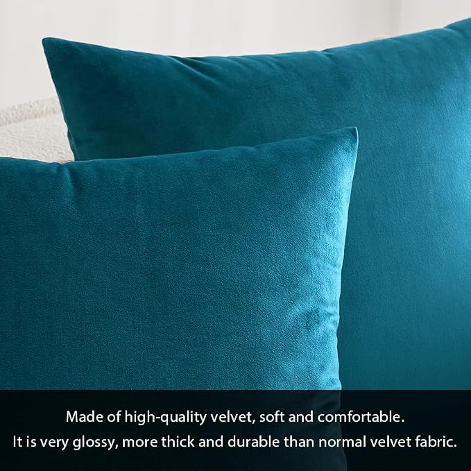 MIULEE 12x20 Inch Lumbar Velvet Throw Pillow Cover Set of 1 Teal | Soft Luxury Decorative Throw Pillow Cover, Single Rectangle Cushion Case, Home Decor for Chair Couch Sofa Bedroom Car Bed