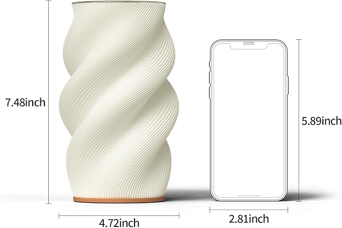 White Vase for Flowers - Small Unique Vase with Lighting 16 Colors for Centerpieces, Modern Vases for Home Decor, Living Room, Dining Table, Office Decor, Bedroom (USB Plug in Corded)
