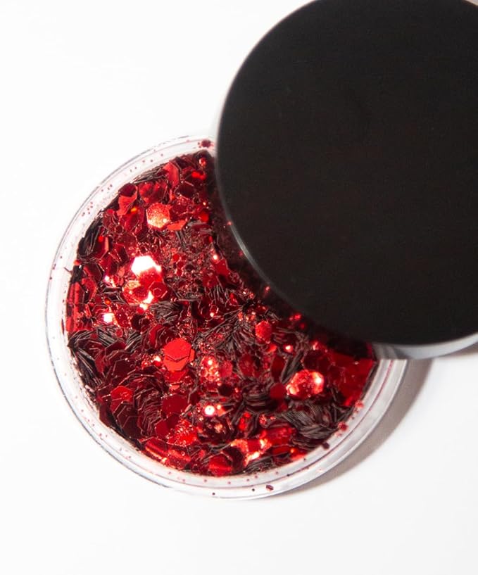 Ruby Biodegradable Chunky Glitter by Karizma Beauty Red Bio Glitter Eco Glitter Face Glitter 8g