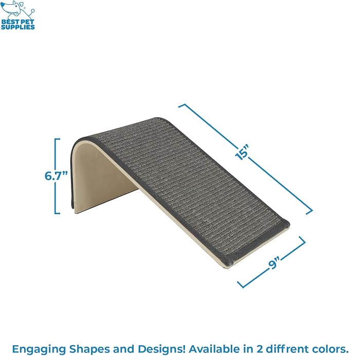 Best Pet Supplies Catify Cat Scratching Ramp - Gray | Heavy Duty Sisal, Non-Slip, Durable, Furniture Protector, Floor Carpet Scratcher, For Kittens and Cats