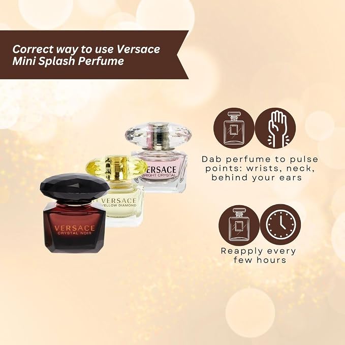 Versace Perfume for Women Variety 3-Piece Mini Gift Set – Yellow Diamond, Crystal Noir, Bright Crystal