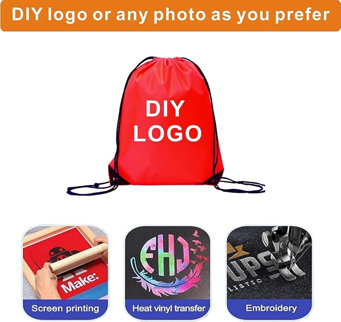 Drawstring Backpack Bulk 50 Packs Draw String Bags for Gym Sports Trip Pedestrianism Cinch Sack DIY for Women Men (red)