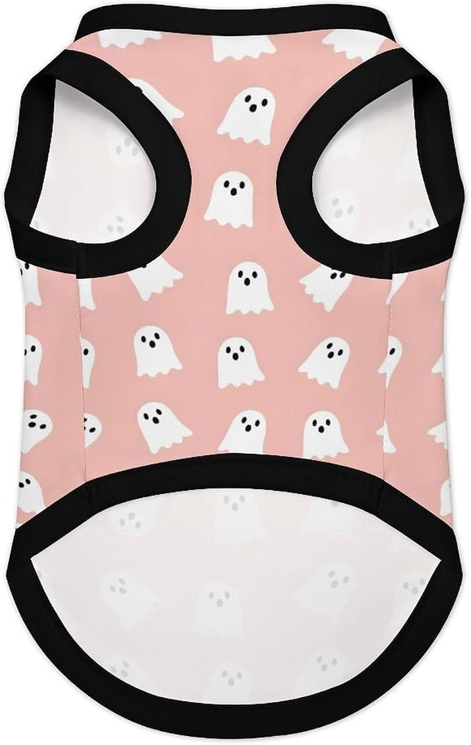 Halloween Pet Vest Pink Spooky Pet Shirts Medium | cute boo Dog Shirt Vest cute pet Sleeveless Vests Ice Silk Dog T-Shirts holiday Dog Clothes Halloween Canine Wear