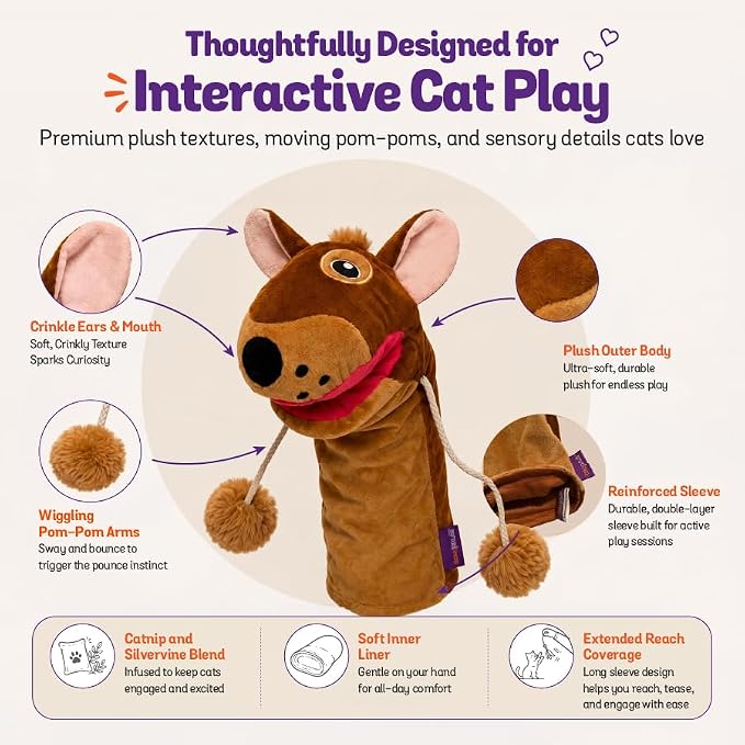 Meow Mitt Wearable Cat Wrestling Glove Puppet - Squirrel