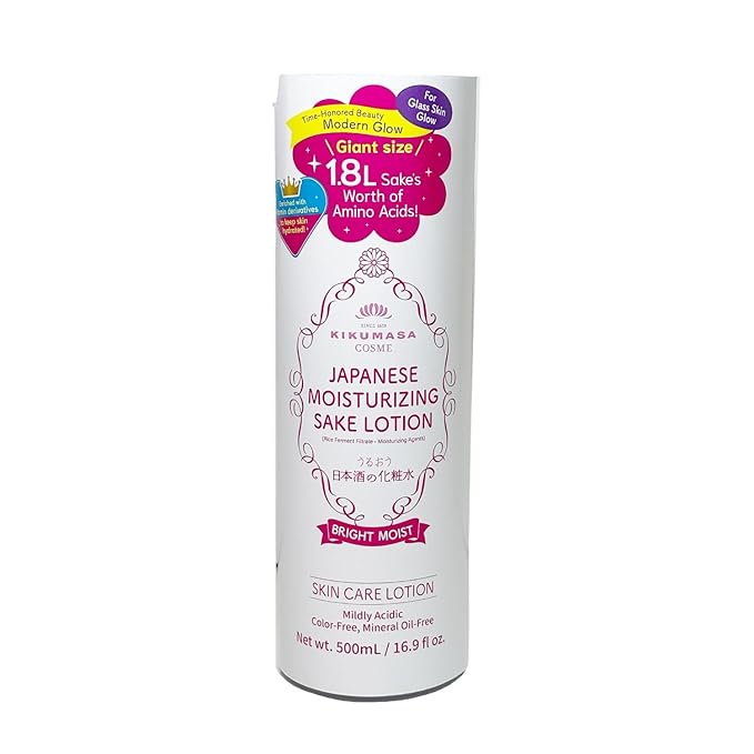 Kikumasamune Moisturizing Face and Body Lotion for Dry Skin, Hydrating Moisturizer Sake Toner Lotion from Japan for Women and Men 16.9 Fl Oz/ 500mL, Clear Moist