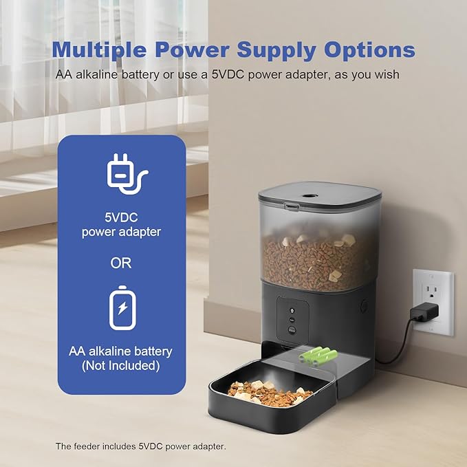 2.4G Automatic Cat Feeder, 4L WiFi Food Dispenser with 10s Voice Recorder, Pet Feeder up to 10 Meals per Day, Timed Cat Feeder with Dry Food Sealed Ring