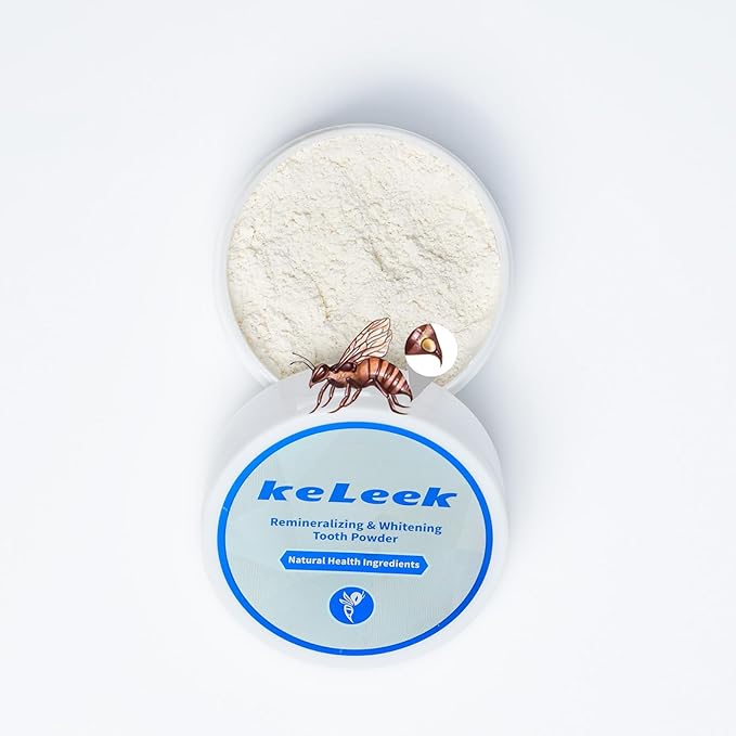 KeLeek 7 Benefits Hydroxyapatite Remineralizing Tooth Powder Toothpaste - Bee Wasp Venom Teeth Whitening Powder - Lemon Mint Flavor -1.760Z