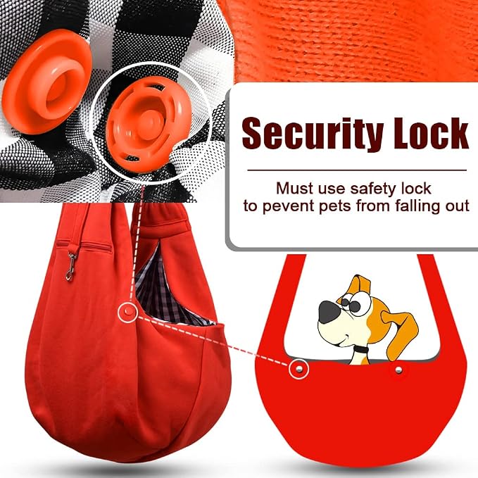 Tomkas Small Dog Cat Sling Carrier Puppy Purse Travel Wrap Soft Crossbody Pet Bag (Red, M - Zip Pocket & Adjust Strap)
