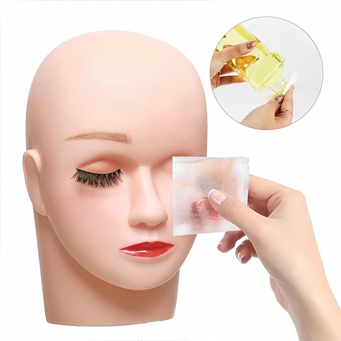 Lash Mannequin Head, Pro Training Mannequins Flat Head Soft Touch Silicone Practice Make Up Eyelash Extensions Massage Model Manikin Cosmetology Doll Face Head 2 Pack Skin Colour