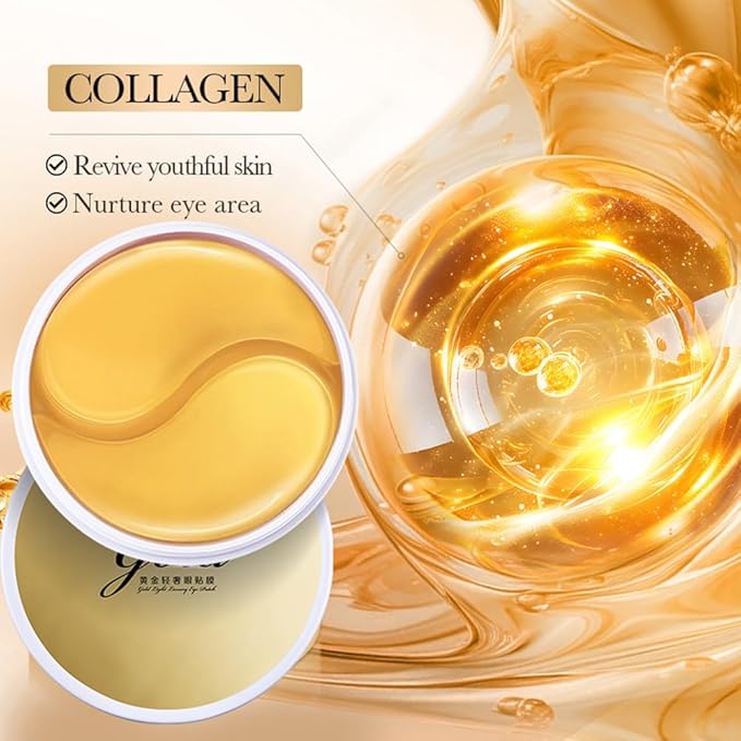 ISILANDON 24K Gold Eye Mask-60 Pcs, Care for Wrinkles,Under Eye Mask Reduce Dark Circles, Puffy Eyes, Wrinkles - Gel Under Eye Patches