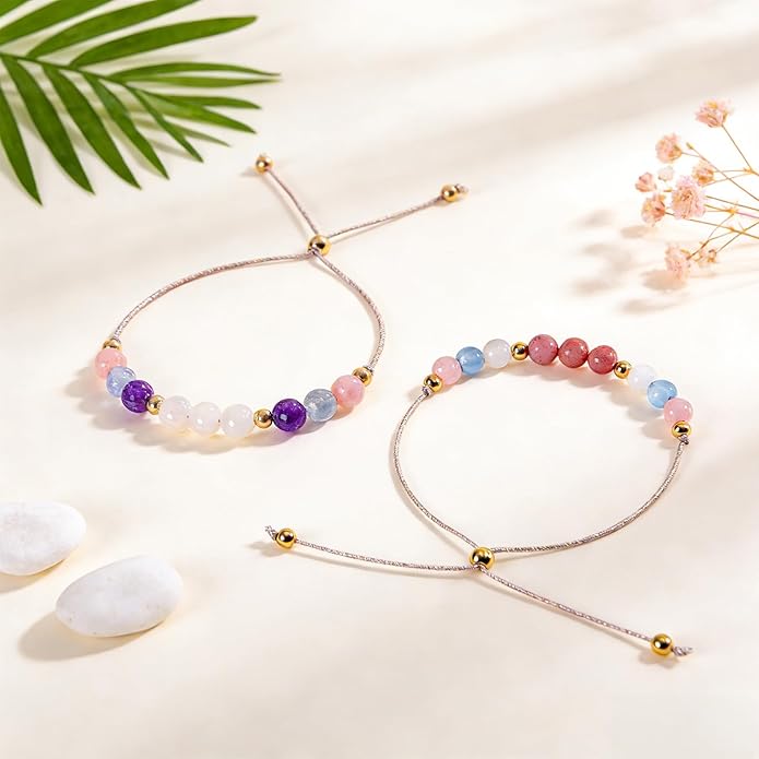 Moon Phase Bracelet for Women Crystal Healing Bracelet Natural Moonstone Beaded Bracelets Meditation Relaxation Friendship Bracelets Valentine Jewelry Gifts