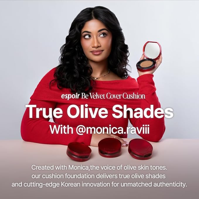 Espoir NEW Be Velvet Cushion Foundation #23.5 Fair Olive | Quick and Easy Coverage with Long-lasting Color by Zero Oxidation, Velvety Smooth Finish & Lightweight Formula, Vegan, Korean Makeup, 0.46 oz