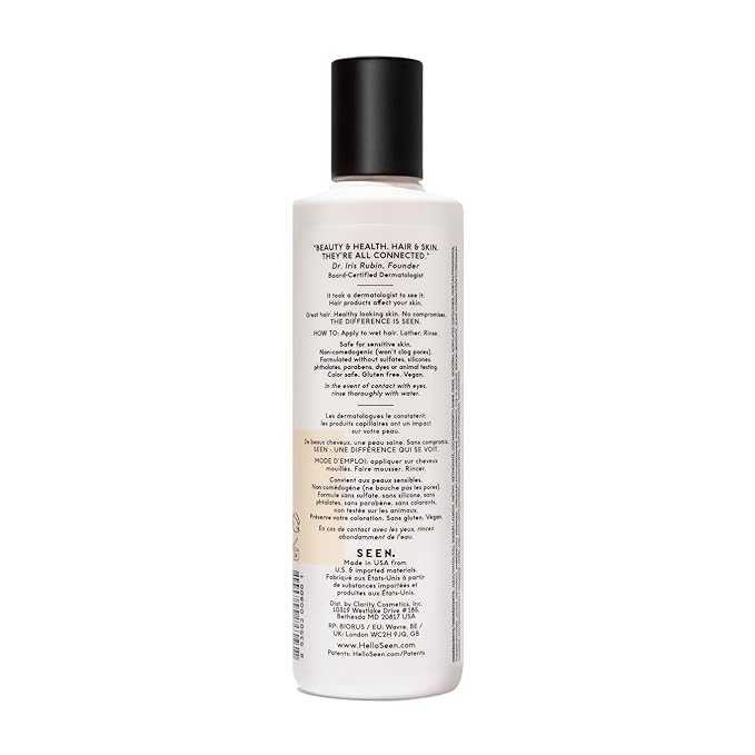 SEEN Shampoo - Scented - Non-Comedogenic & Hair Shampoo- Dermatologist-Developed - Safe for Sensitive & Acne Prone Skin