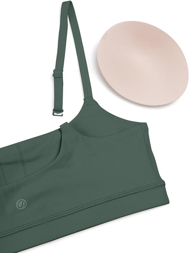 CRZ YOGA Butterluxe Adjustable Spaghetti Strap Sports Bras for Women - Scoop Neck Wireless Padded Yoga Workout Crop Top