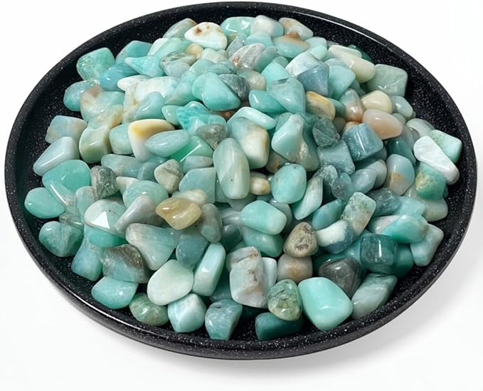 Polished Amazonite Crystal Chips 200 Pcs - 0.3" 10 oz Tumbled Stone Chips Crushed Sea Glass Stones Healing Reiki Crystal Jewelry Making Home Decoration