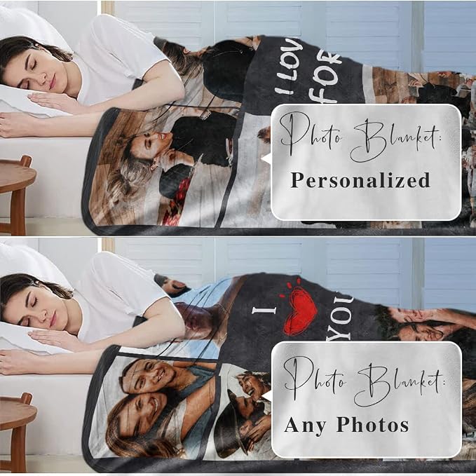 Custom Blanket with Photo I Love You Girlfriend Boyfriend Blankets Gift,Personalized Picture Blanket for Mom Dad,Husband Wife Anniversary Birthday Gifts,Ultra Soft Fleece Bed Blanket