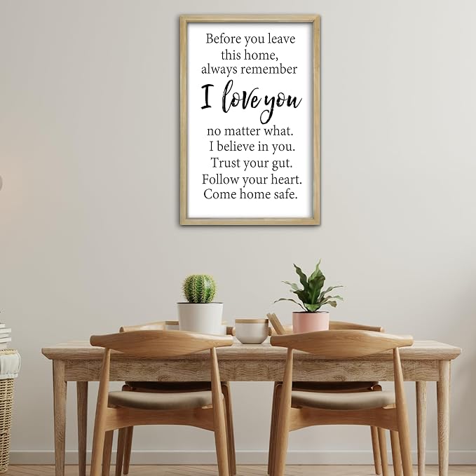 RLWangChao Before You Leave This Home Wall Decor Art 24"X16" Wood | I Love You Sign, Inspirational Quotes, Family Entryway, Wood Framed Wall Hanging