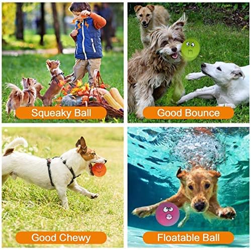 N-S Dog Toy,Squeaky Dog Toys Chewing Durable Teething Latex Rubber Soft Interactive Fetch Play Dog Balls with Funny Face for Puppy Small Medium Pet Dog (5PCS)