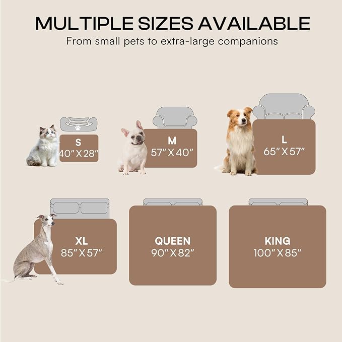 Luciphia Waterproof Dog Blanket, Reversible Sherpa Fleece for Couch Cover | Reversible waterproof pet blanket soft fleece machine washable protect couch bed, Khaki-thicken 40" x 28"