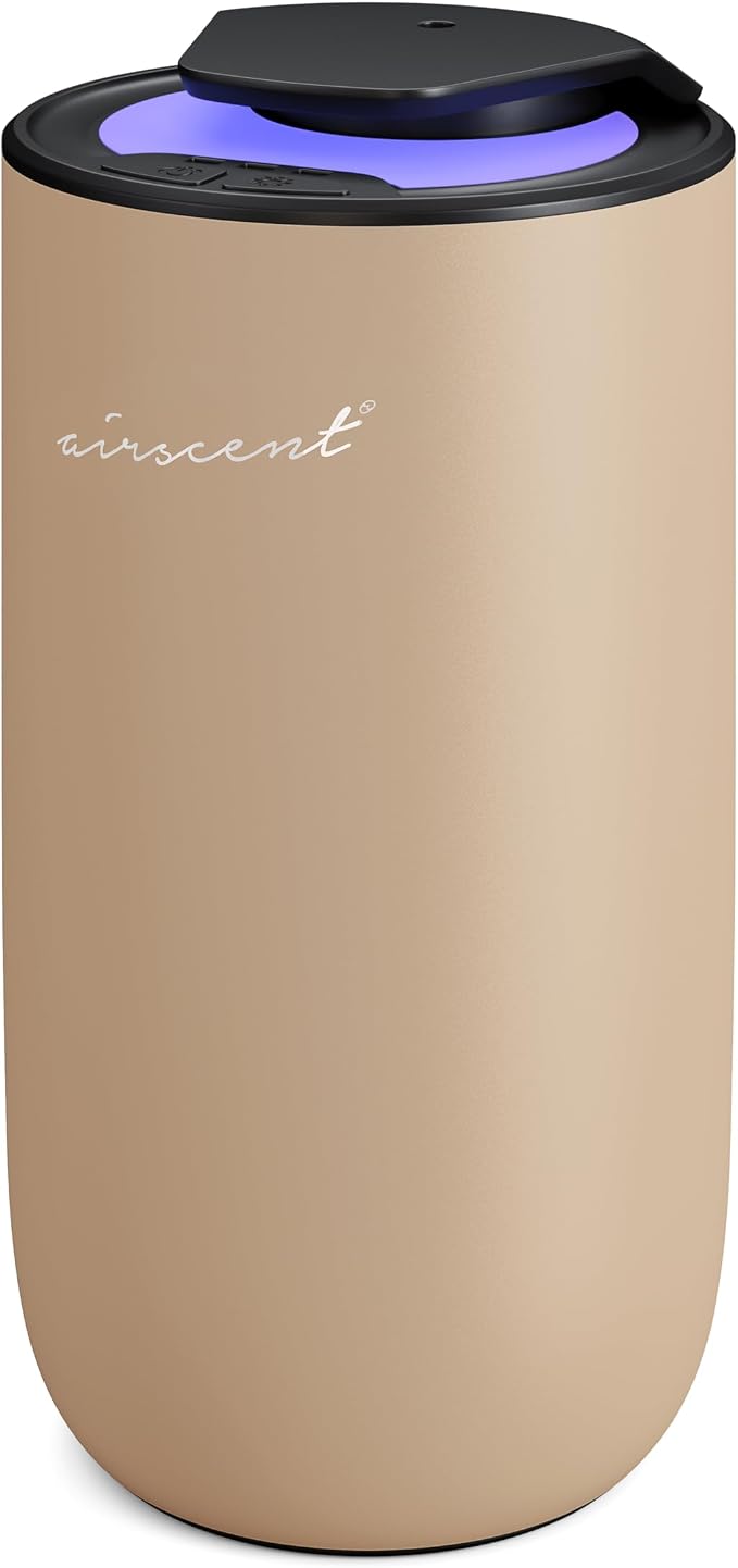 The AirScent Mini Waterless Diffuser - Gold Finish - 15 mL Capacity | Fragrance Oil Aromatherapy Diffuser For Aesthetic Scenting for Homes, Offices, Spas and Hotels - Night Light Feature