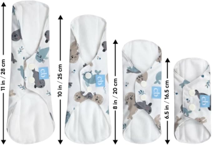 Charlie Banana - Reusable Feminine Pads Regular 3 Pack with Pouch | Washable Menstrual Pads for Medium Absorbency | Seally