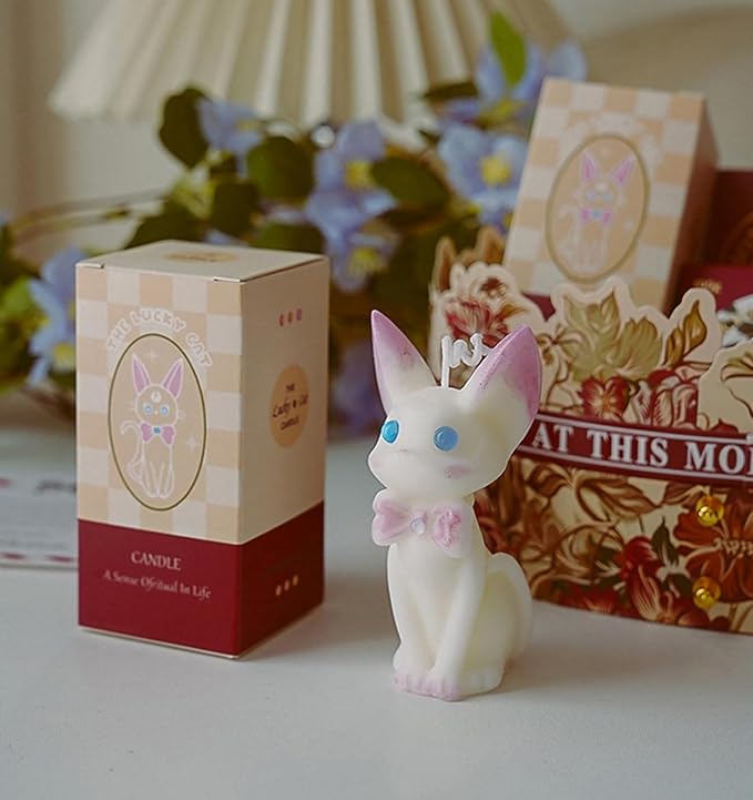 Cat Shaped Scented Candle,100G Cute Jiji Cat Animal Aroma Soy Wax Decorative Candle for Table Photo Prop Birthday Gift,Prefect for Meditation Stress Relief Mood Boosting