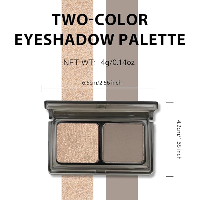 Golden Brown Taupe Two Color Matte Shimmer Glitter Eyeshadow Palette,Eye Shadow Powder Professional Long-Lasting Waterproof Makeup Palette,Easy-To-Apply and Compact for Travel,Vegan & Cruelty-Free