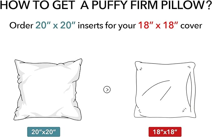 Oubonun 20 x 20 Throw Pillow Inserts (Set of 2) with 100% Cotton Cover - 20 Inch Square Interior Decorative Sofa Pillow Insert Pair - White Couch Pillow